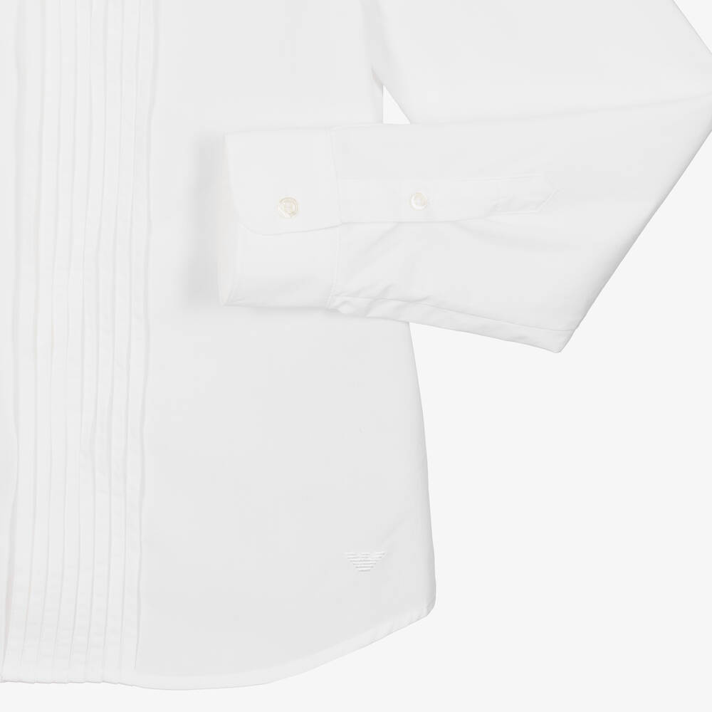 Emporio Armani-Teen Boys White Cotton Poplin Shirt | Childrensalon Outlet