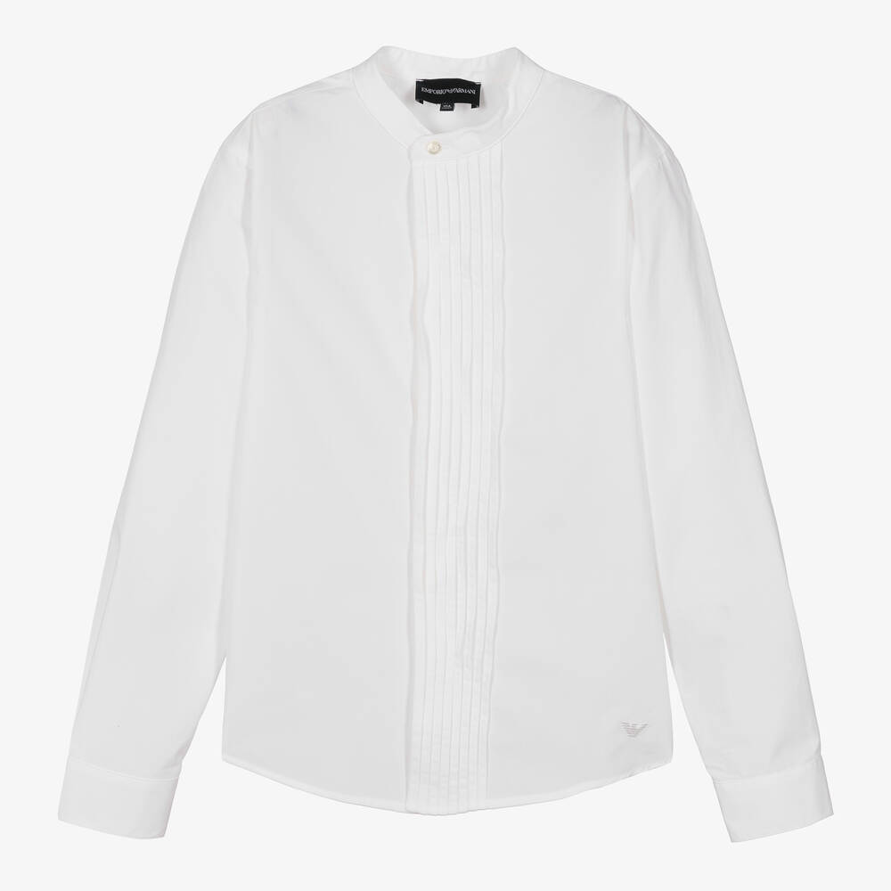 Emporio Armani - Teen Boys White Cotton Poplin Shirt | Childrensalon