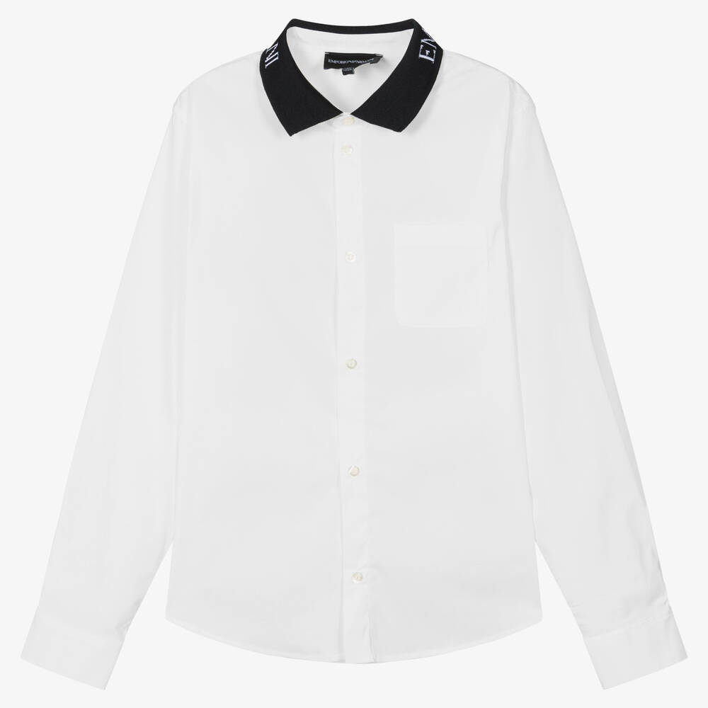 Emporio Armani - Белая хлопковая рубашка для мальчиков-подростков | Childrensalon