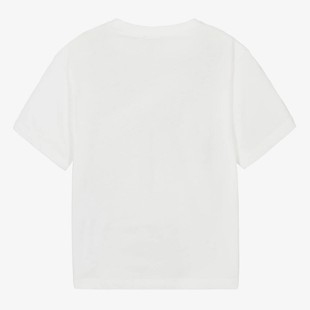 Emporio Armani-Teen Boys White Cotton T-Shirt  | Childrensalon Outlet