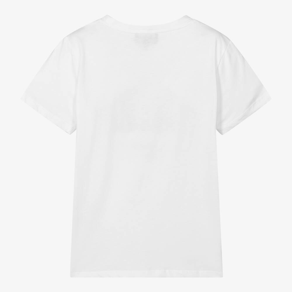 Emporio Armani-Teen Boys White Cotton T-Shirt With Eagle Logo | Childrensalon Outlet