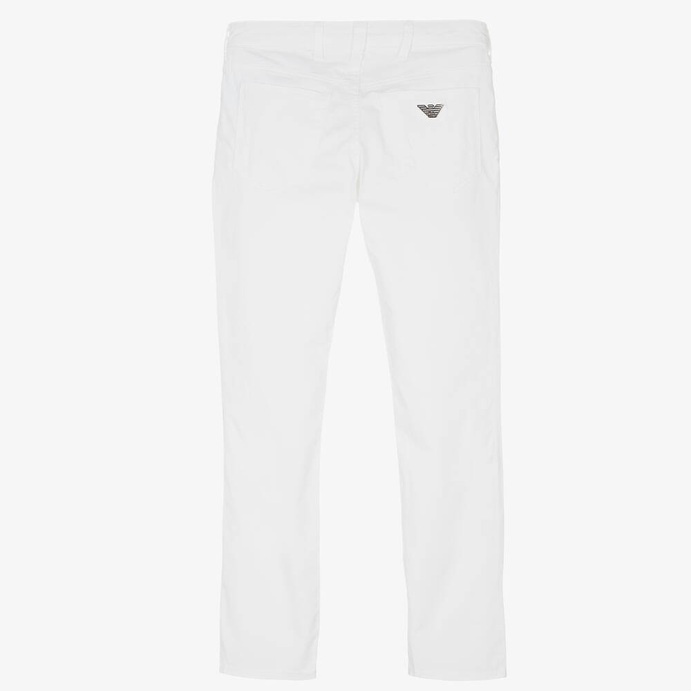 Emporio Armani-Teen Boys White Cotton Trousers | Childrensalon Outlet