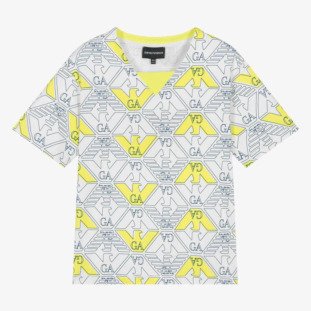 Emporio Armani-Teen Boys White Eagle Graphic T-Shirt | Childrensalon Outlet