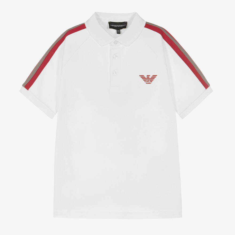 Emporio Armani - Weißes Teen Adler-Poloshirt | Childrensalon