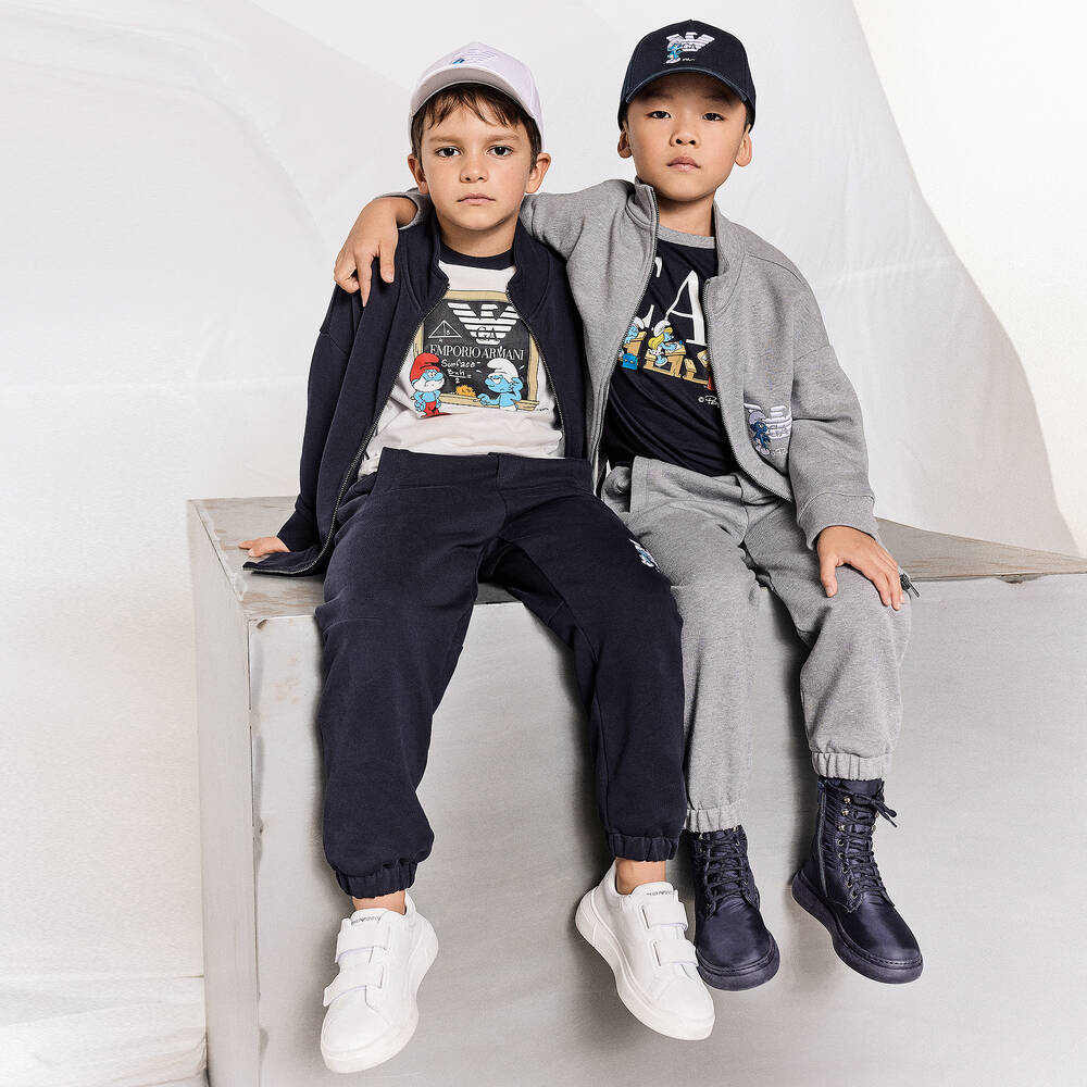 Emporio Armani Teen Boys White Leather Velcro Trainers
