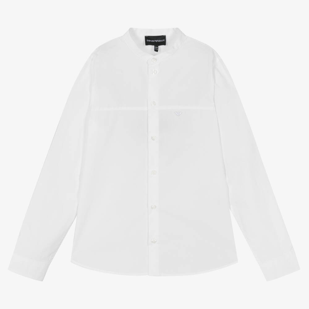 Emporio Armani - قميص تينز ولادي قطن بوبلين لون أبيض | Childrensalon