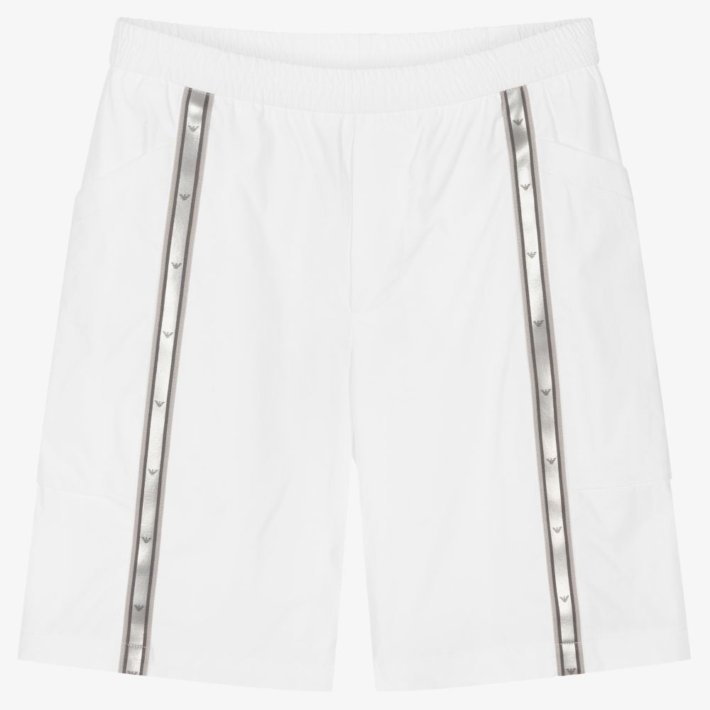 Emporio Armani - Teen Boys White Logo Shorts | Childrensalon