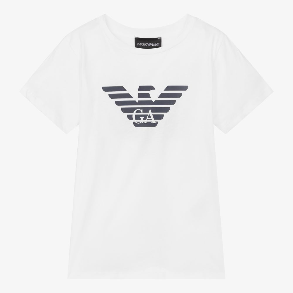 Emporio Armani - T-shirt blanc Ado garçon | Childrensalon