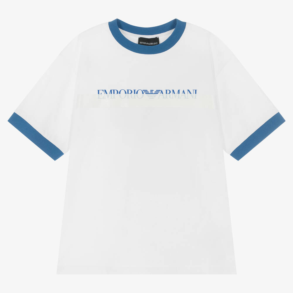 Emporio Armani - Teen Boys White Logo T-Shirt | Childrensalon