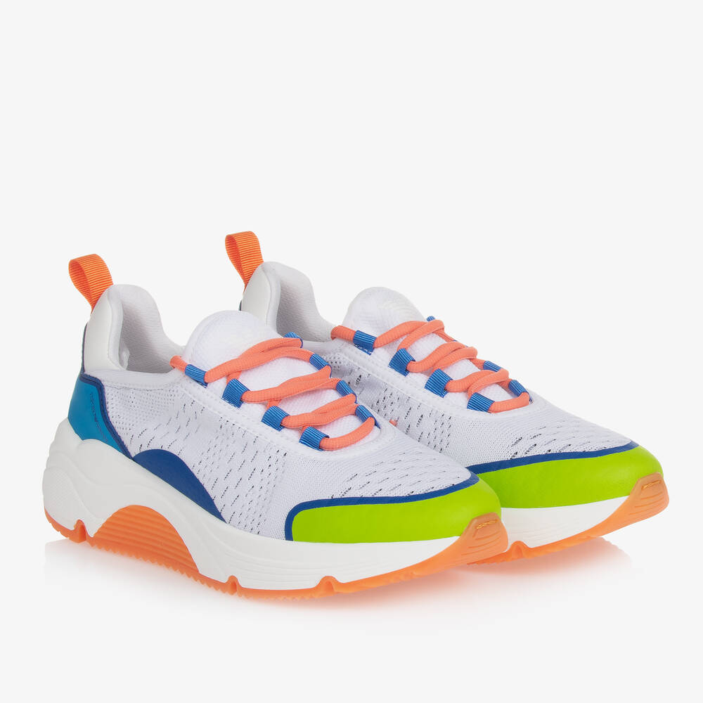 Emporio Armani-Teen Boys White Mesh Trainers | Childrensalon Outlet
