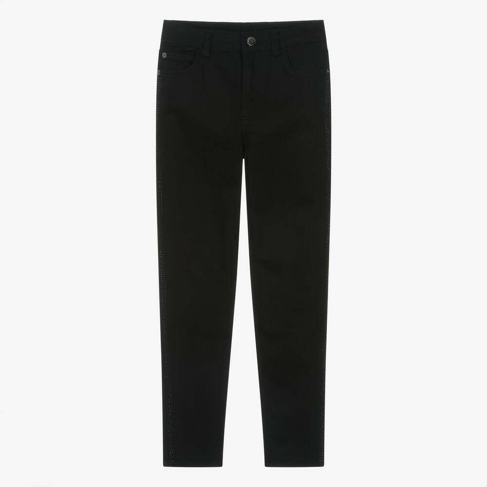 Emporio Armani-Teen Girls Black Diamanté Denim Jeans | Childrensalon Outlet