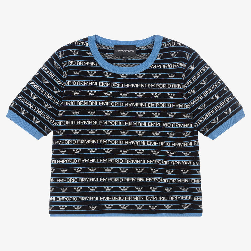 Emporio Armani - Pull noir en maille ado fille | Childrensalon