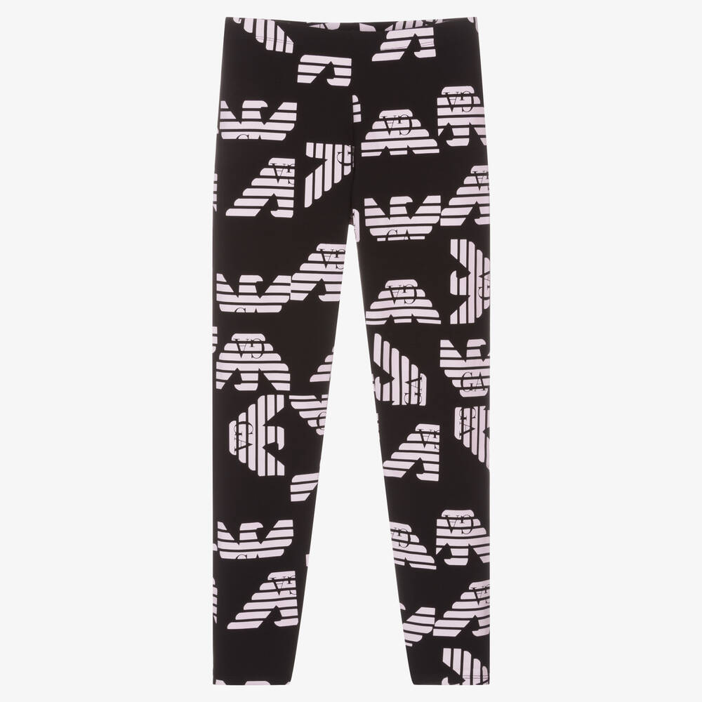 Emporio Armani-Черно-розовые легинсы из хлопка | Childrensalon Outlet