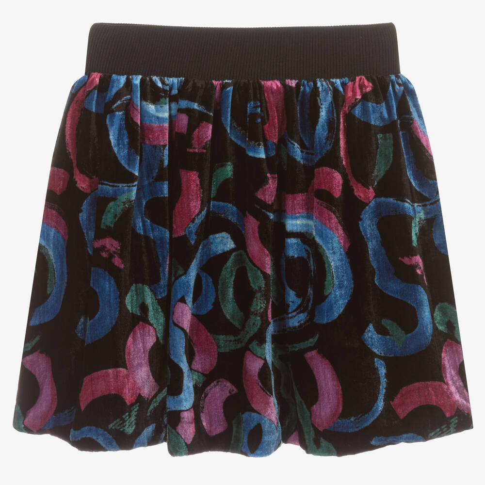 Emporio Armani-Teen Girls Black Velour Skirt | Childrensalon Outlet