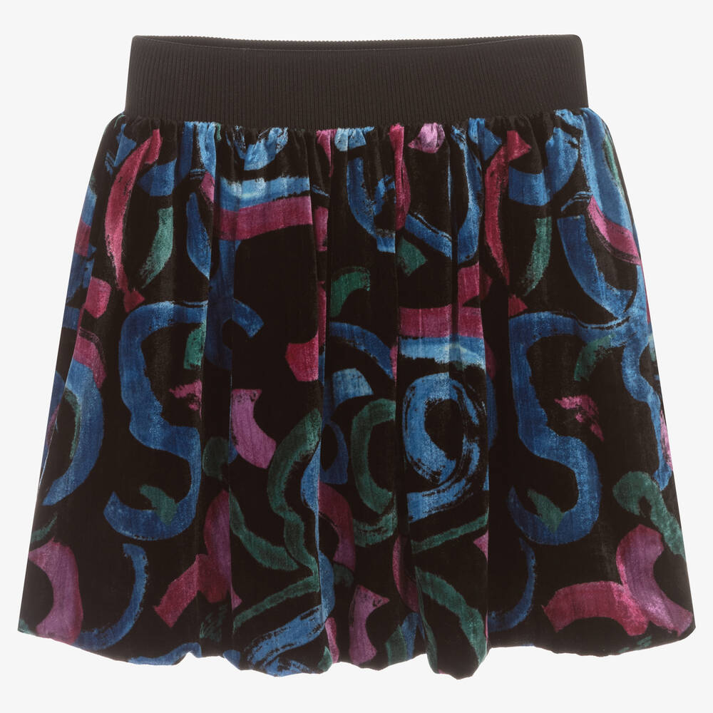 Emporio Armani - Teen Girls Black Velour Skirt | Childrensalon