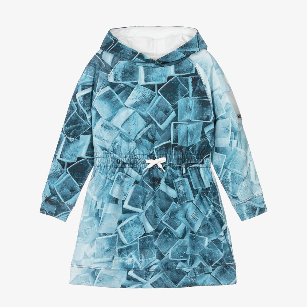 Emporio Armani - Teen Girls Blue Hooded Dress | Childrensalon