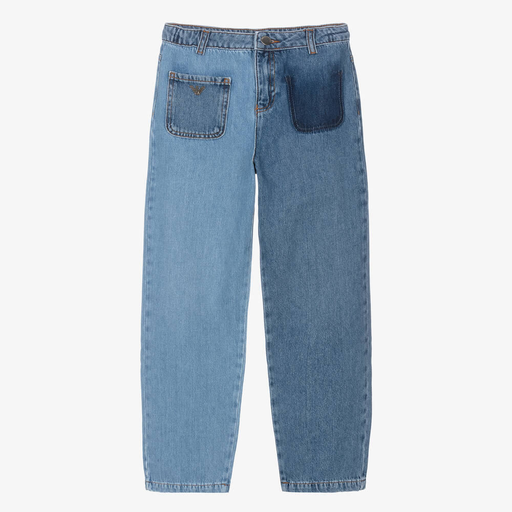 Emporio Armani-جينز تينز بناتي دنيم قطن لون أزرق | Childrensalon Outlet