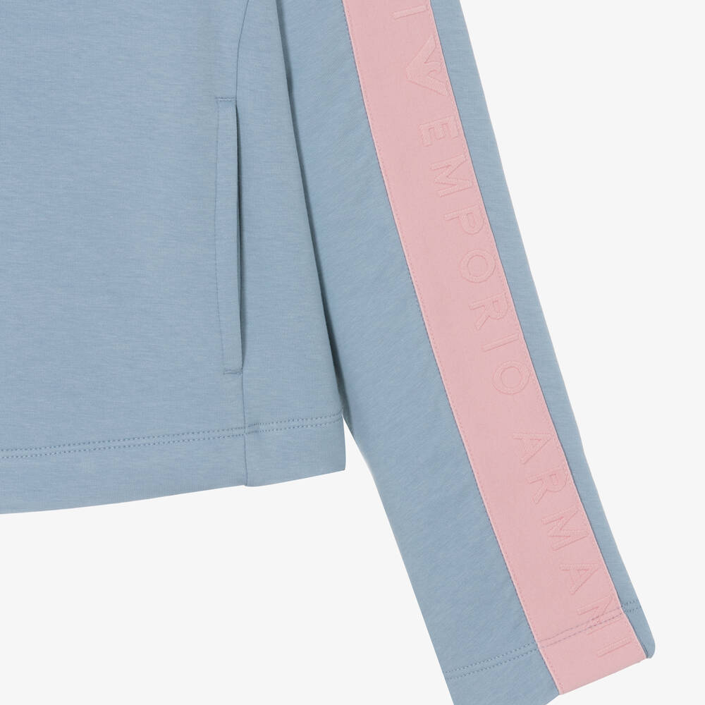 إEmporio Armani-سويتشيرت قطن لون زهري وأزرق تينز بناتي | Childrensalon Outlet