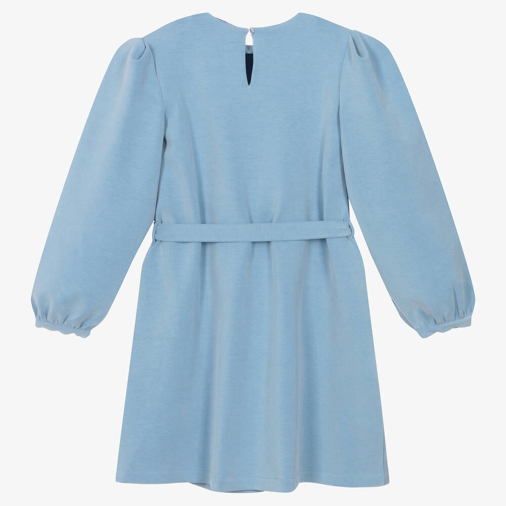 Emporio Armani-Teen Girls Blue Puffed Sleeve Dress | Childrensalon Outlet