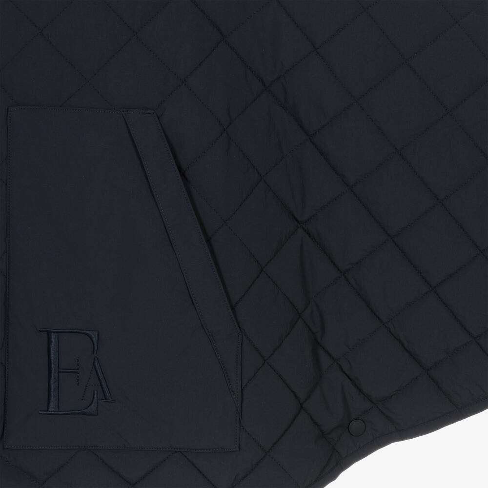 Emporio Armani-Teen Girls Blue Quilted Hooded Cape | Childrensalon Outlet