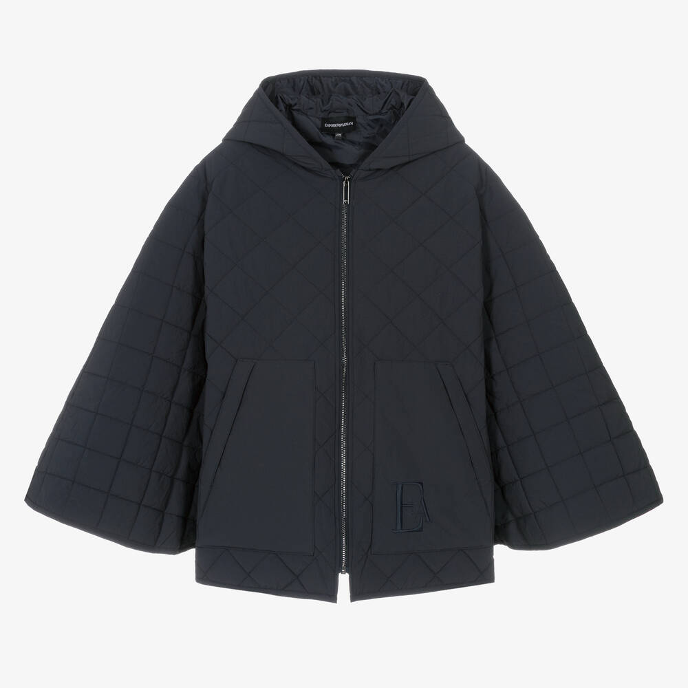 Emporio Armani - Blaues Teen Stepp-Cape mit Kapuze  | Childrensalon