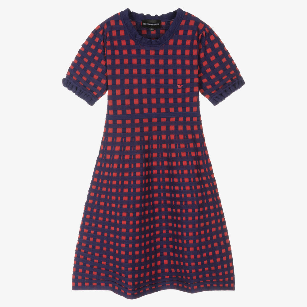 Emporio Armani - Teen Girls Blue & Red Knit Dress | Childrensalon