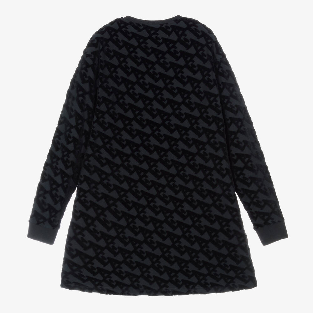 Emporio Armani-Синее велюровое платье для девочек-подростков | Childrensalon Outlet