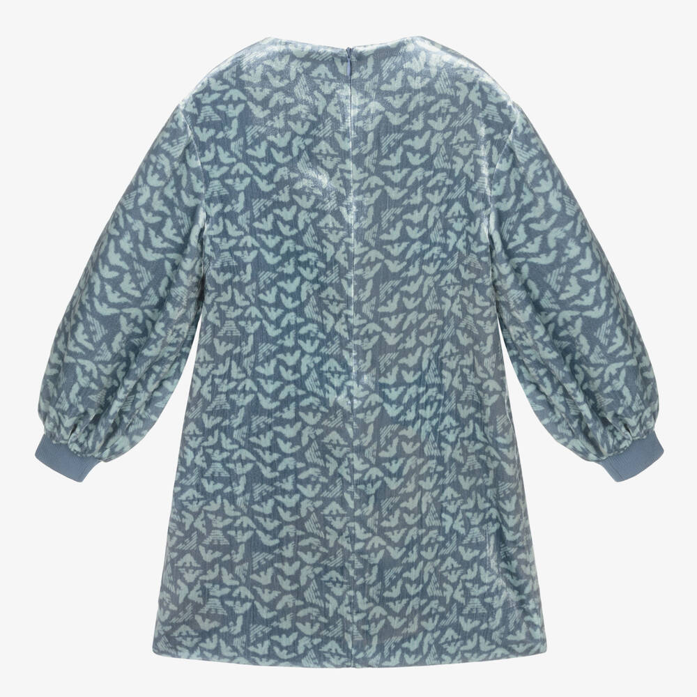 Emporio Armani-Teen Girls Blue Velvet Dress | Childrensalon Outlet