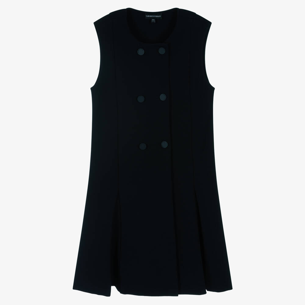 Emporio Armani-فستان تينز بناتي فيسكوز ميلانو جيرسي لون كحلي | Childrensalon Outlet
