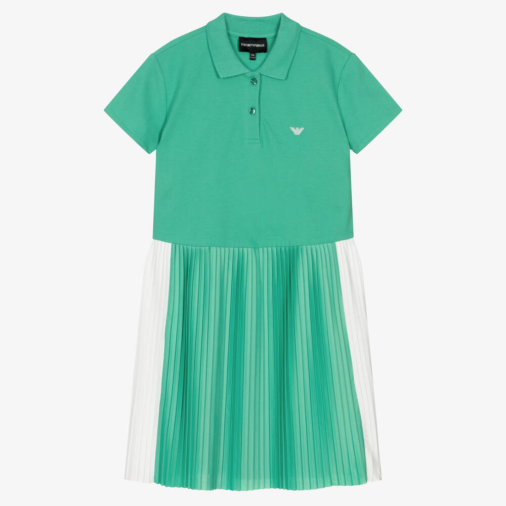 Emporio Armani - Teen Girls Green Logo Polo Dress | Childrensalon