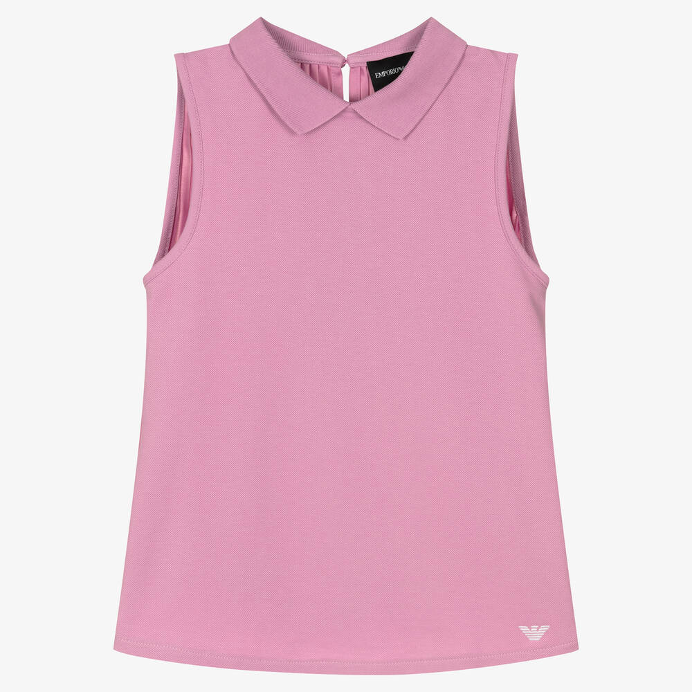 Emporio Armani - Сиреневая плиссированная блузка из хлопка | Childrensalon