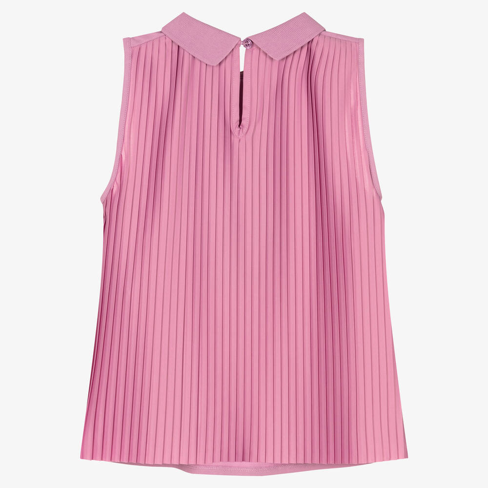 Emporio Armani-Teen Girls Lilac Pink Cotton Pleated Blouse | Childrensalon Outlet