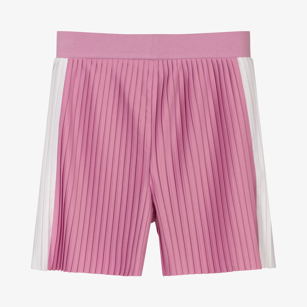 Emporio Armani-Сиренево-белые плиссированные шорты | Childrensalon Outlet