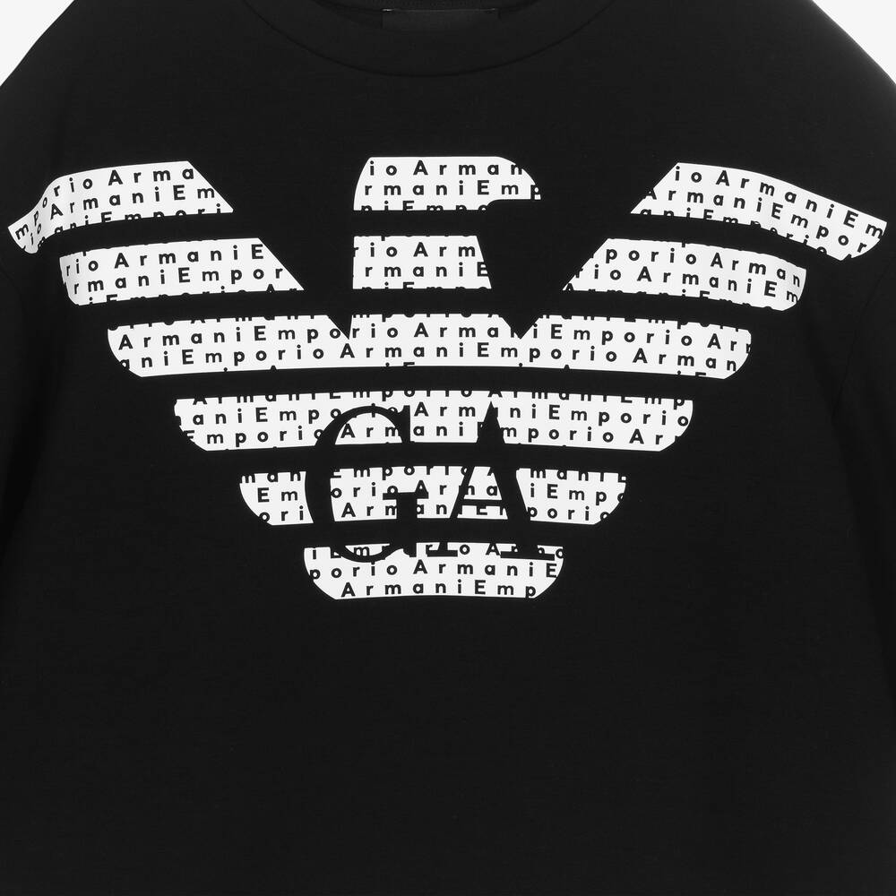إEmporio Armani-سويتشيرت تينز بناتي مودال جيرسي لون أسود | Childrensalon Outlet