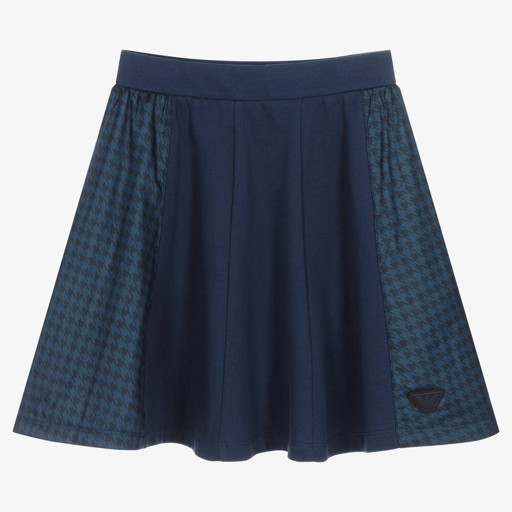 Emporio Armani - Teen Girls Navy Blue Cotton Skirt | Childrensalon