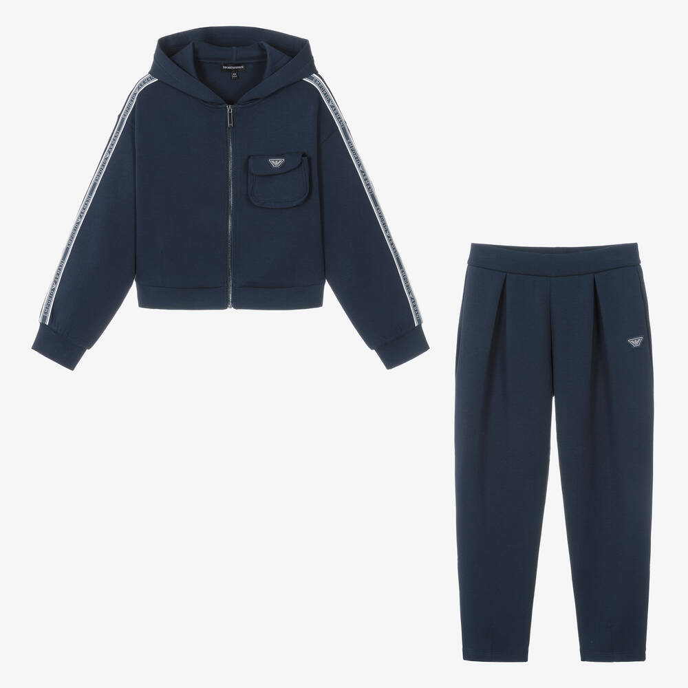 Teen Girls Navy Blue Cotton Tracksuit