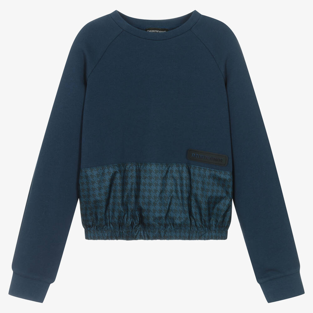 Emporio Armani - Teen Girls Navy Blue Sweatshirt | Childrensalon