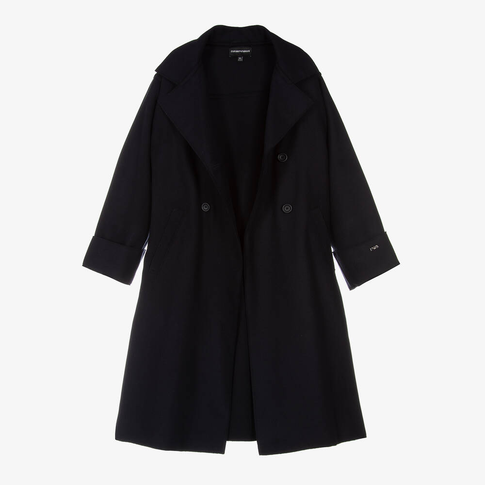 Emporio Armani-Teen Girls Navy Blue Wool Pea Coat | Childrensalon Outlet