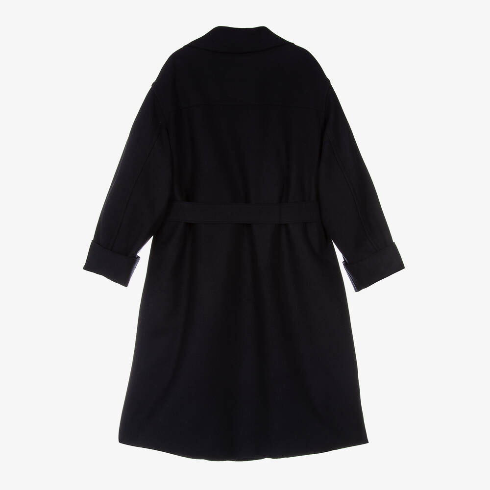 Emporio Armani-Teen Girls Navy Blue Wool Pea Coat | Childrensalon Outlet
