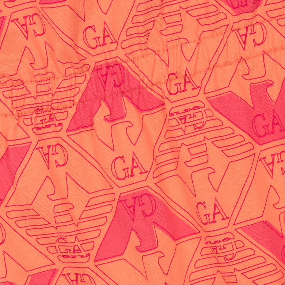 إمبوريو أرماني-فستان بولو بطبعة النسر قطن لون برتقالي | Childrensalon Outlet