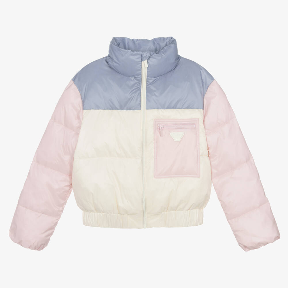 Emporio Armani - Teen Girls Pink & Blue Puffer Jacket | Childrensalon