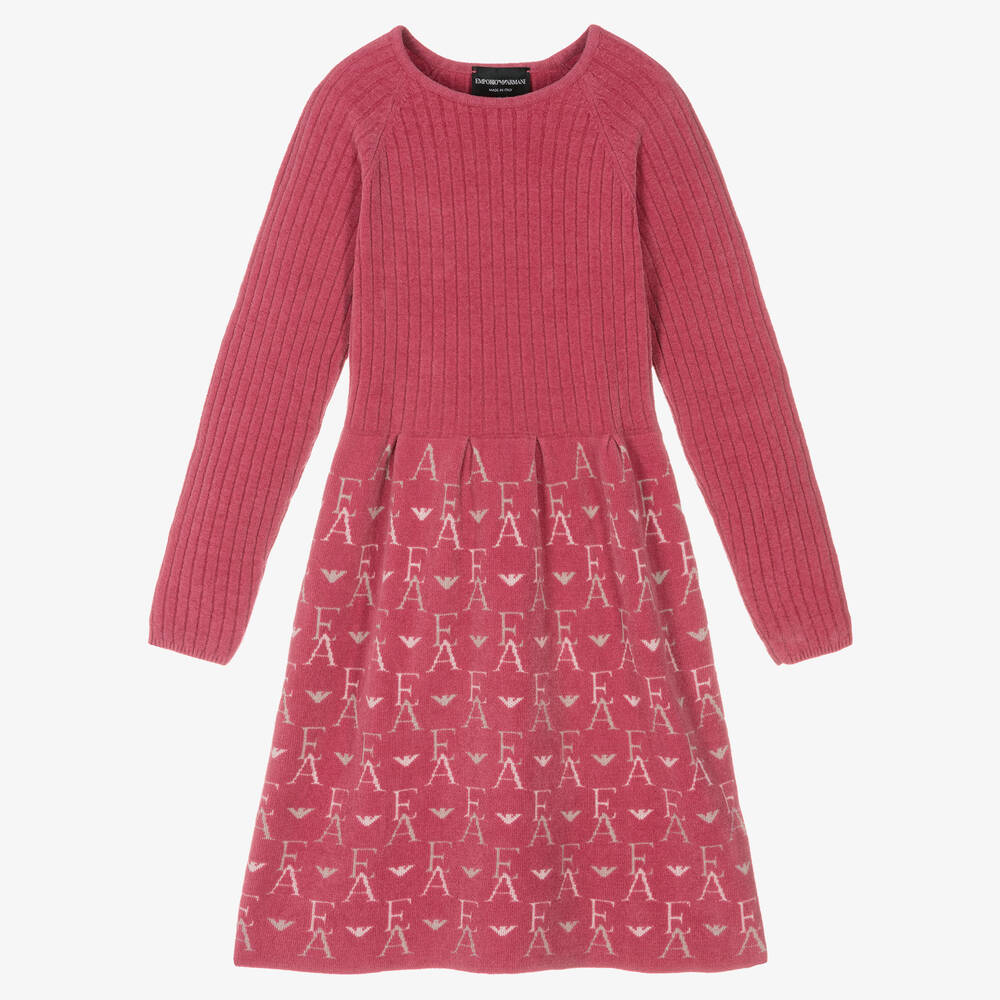 Emporio Armani - Розовое шенилловое платье для девочек-подростков | Childrensalon