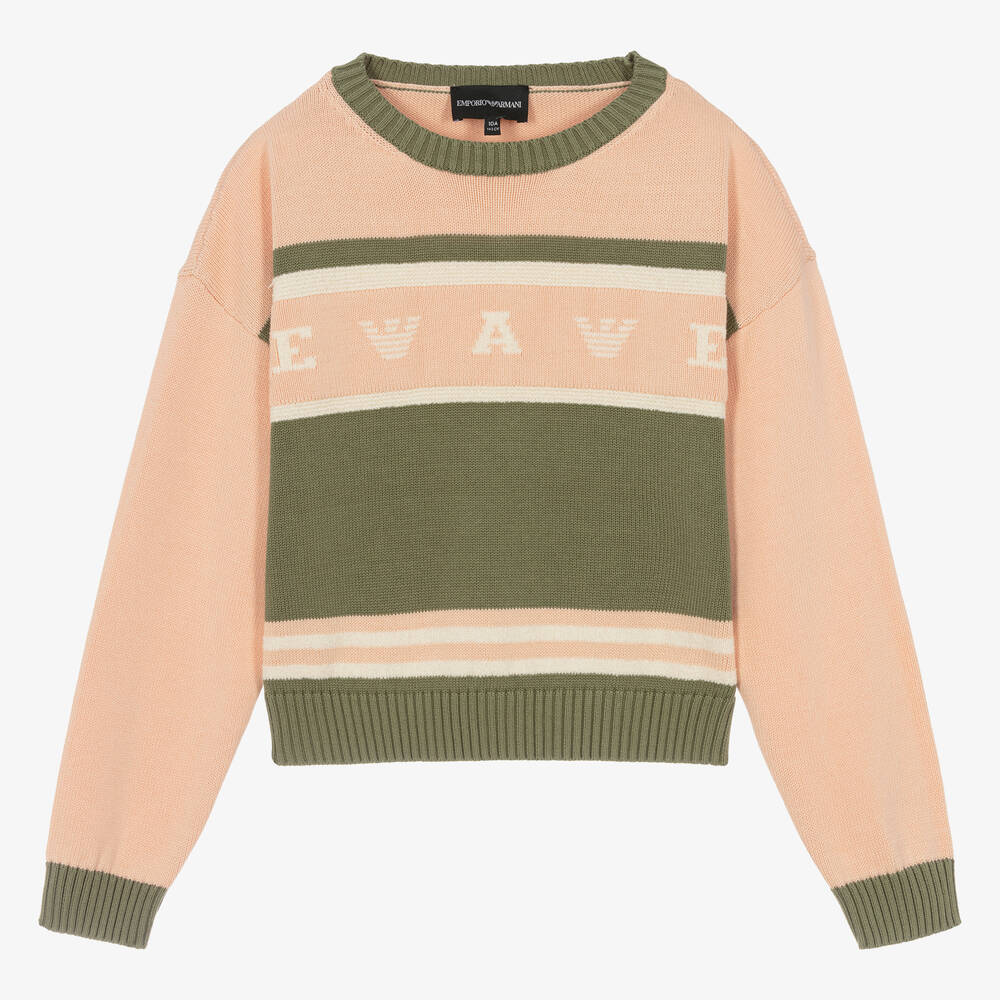 Emporio Armani-Teen Girls Pink Cotton Eagle Sweater | Childrensalon Outlet