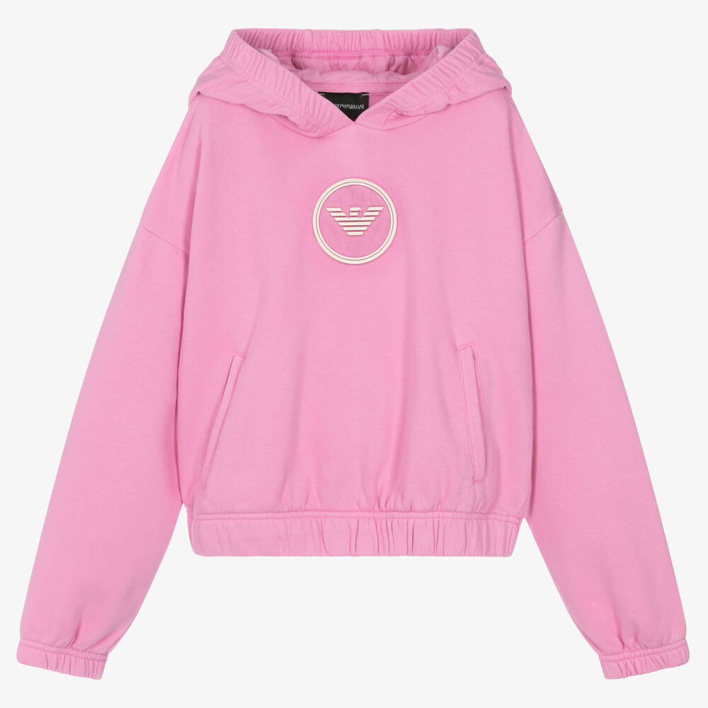 Sweat capuche rose en coton ado fille