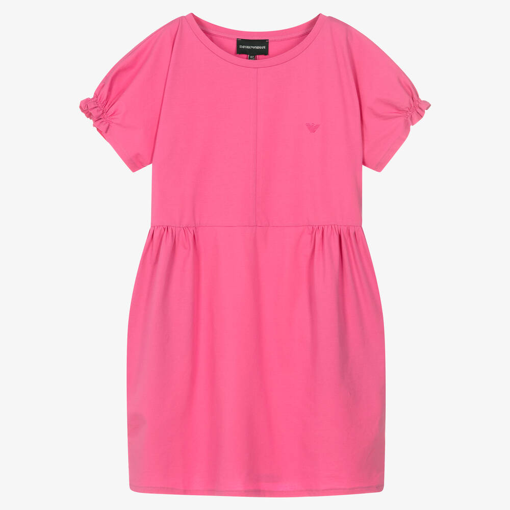 Emporio Armani - Teen Girls Pink Cotton Logo Dress | Childrensalon