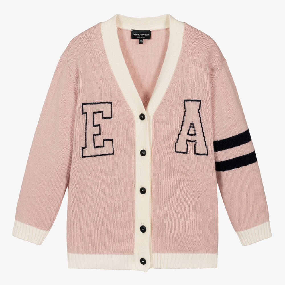 Emporio Armani - Teen Girls Pink Knit Cardigan | Childrensalon