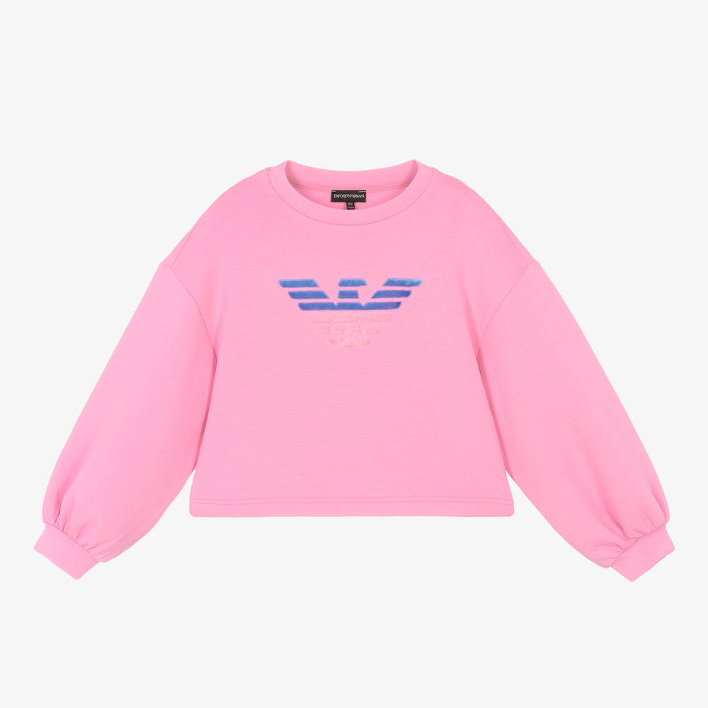 Emporio Armani - Teen Girls Pink Logo Sweatshirt | Childrensalon