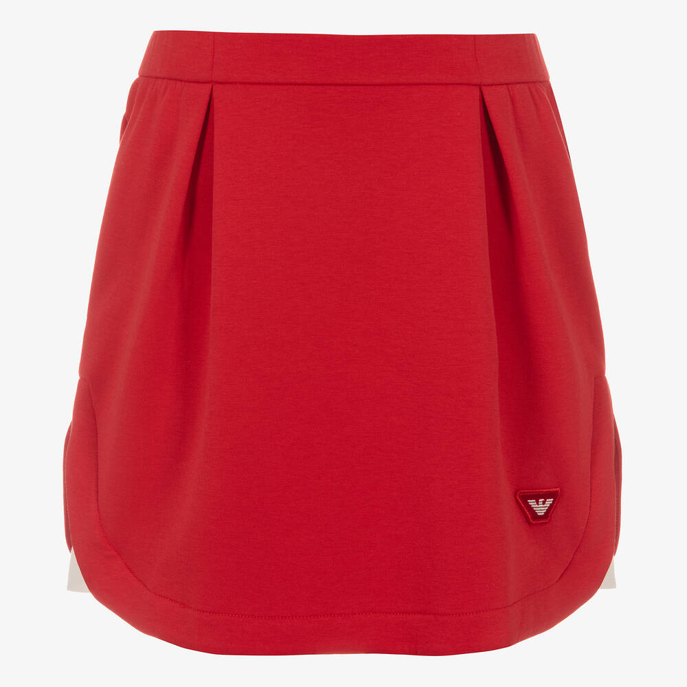 Emporio Armani-Teen Girls Red Cotton Skirt | Childrensalon Outlet