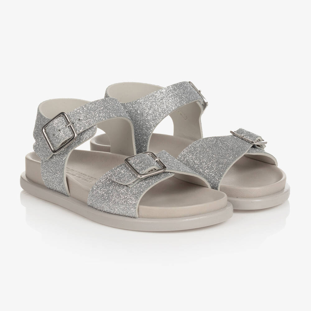 Emporio Armani - Teen Girls Silver Glitter Sandals | Childrensalon