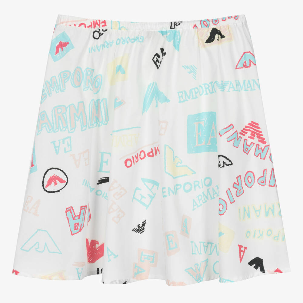 إمبوريو أرماني-تنورة قطن لون أبيض للمراهقات | Childrensalon Outlet